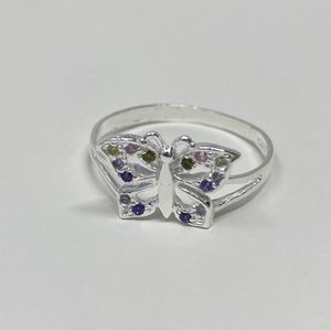 Zirconia Multi Stone Butterfly Ring, Silver Butterfly Ring